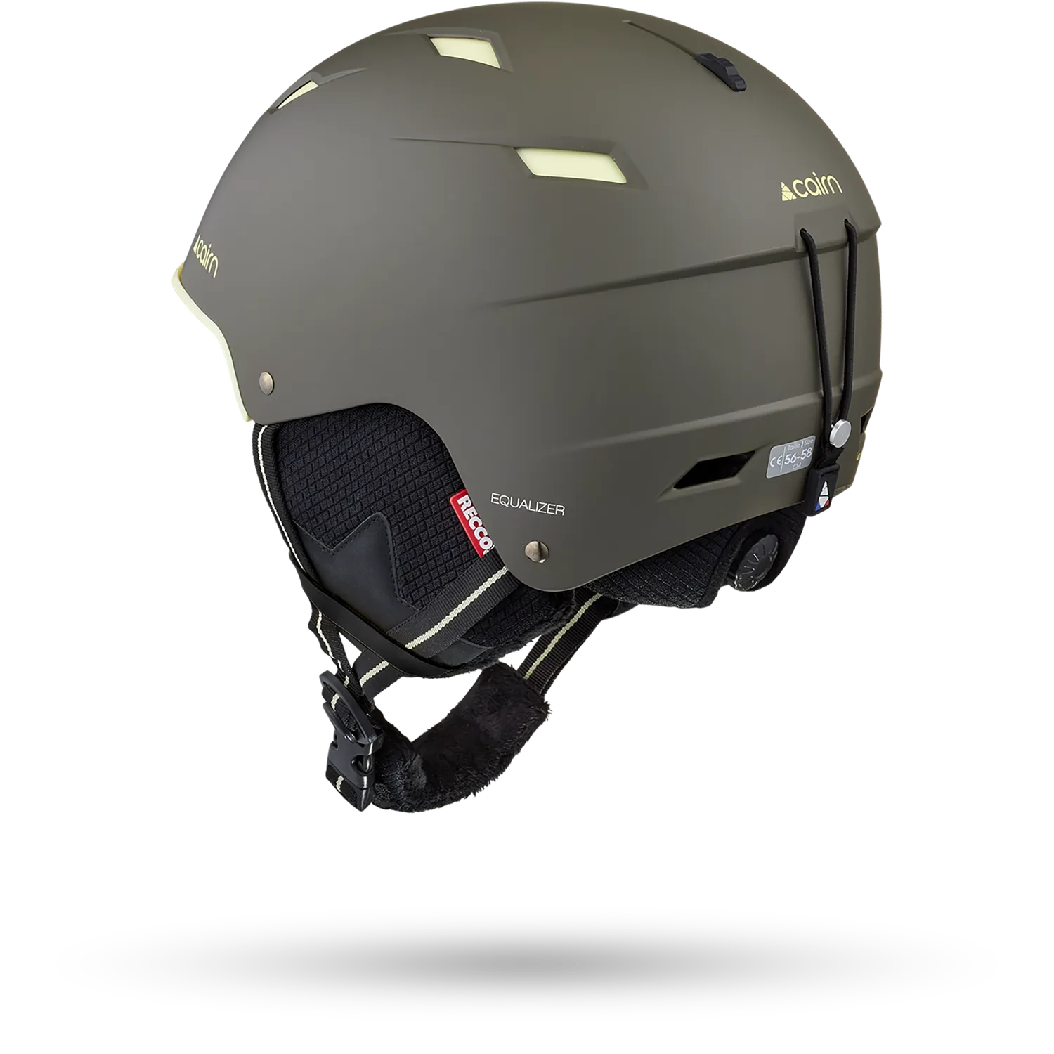 Cairn Equalizer Pure skidhjälm Mat Khaki Lime RECCO