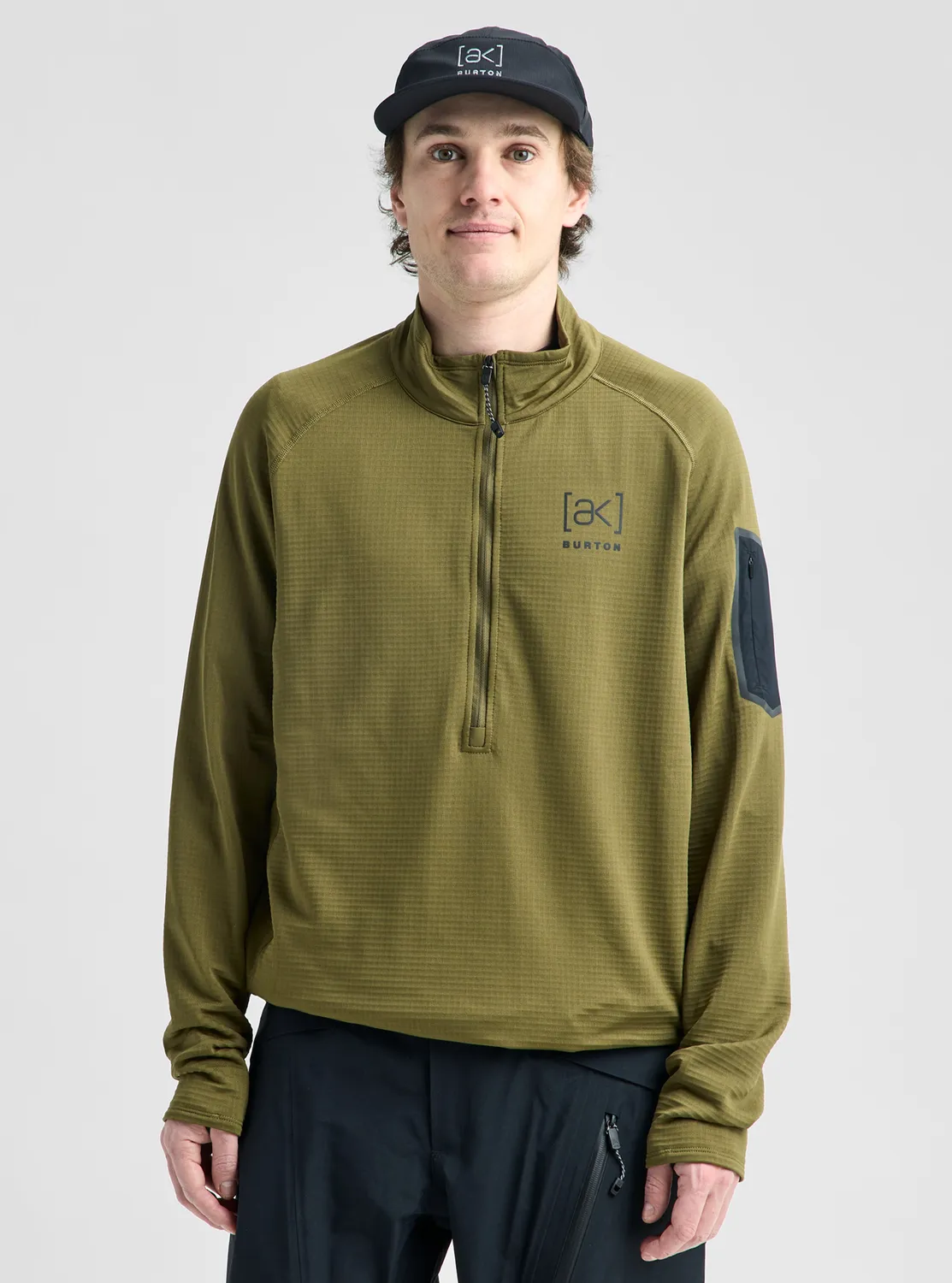 Burton ak Helium Grid fleece herr half-zip moss