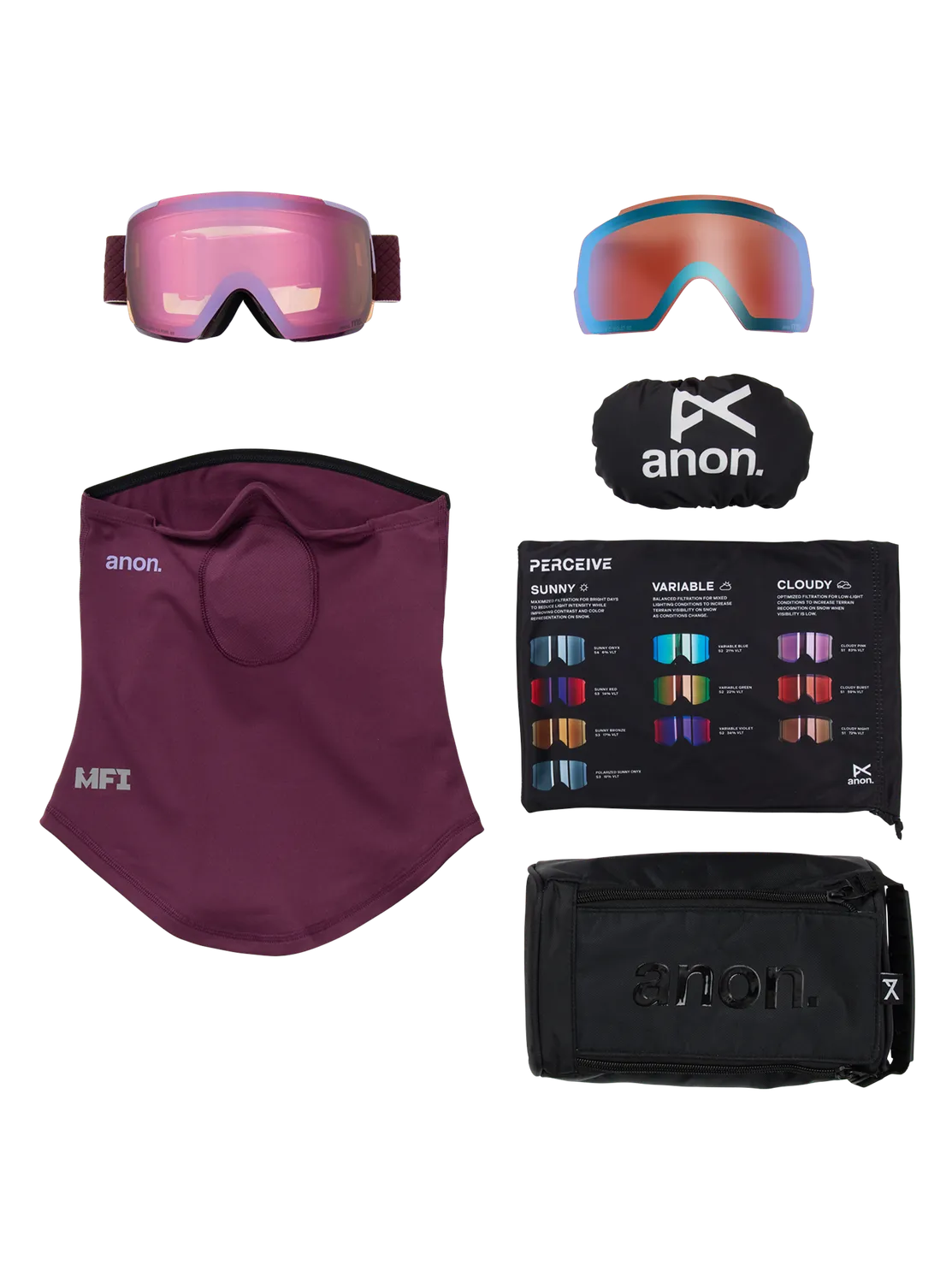 Anon M5 skidglasögon Hyper Lilac Sunny Onyx + reservlins