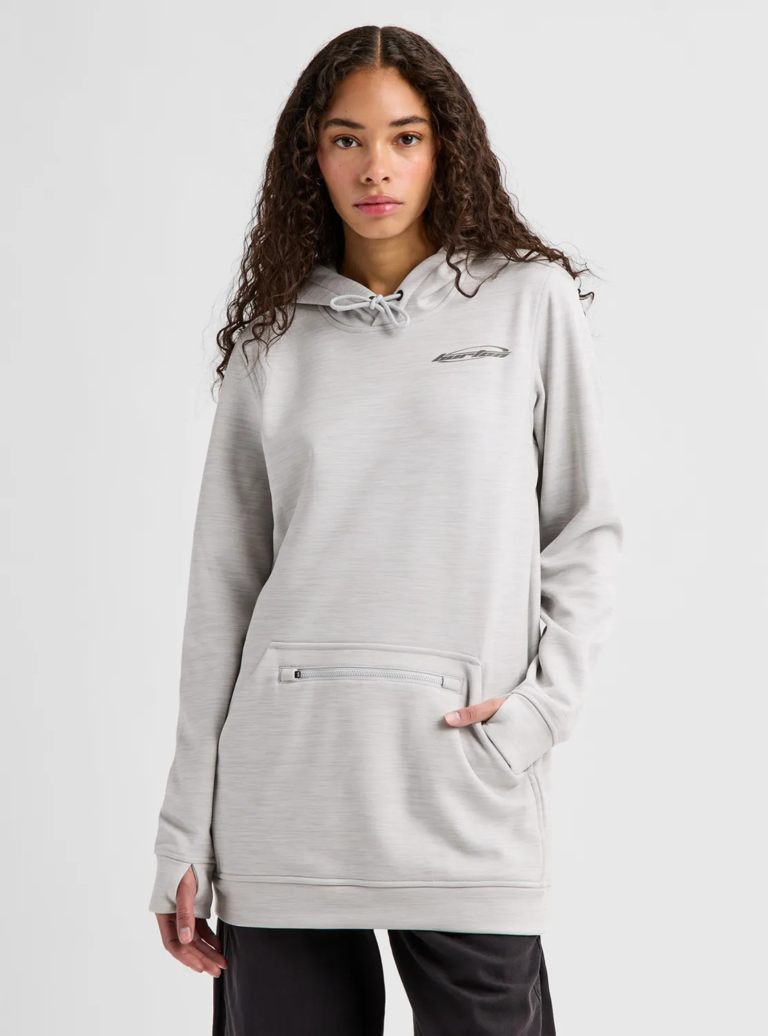 Burton Oak Long Pullover hoodie dam grå mjuk