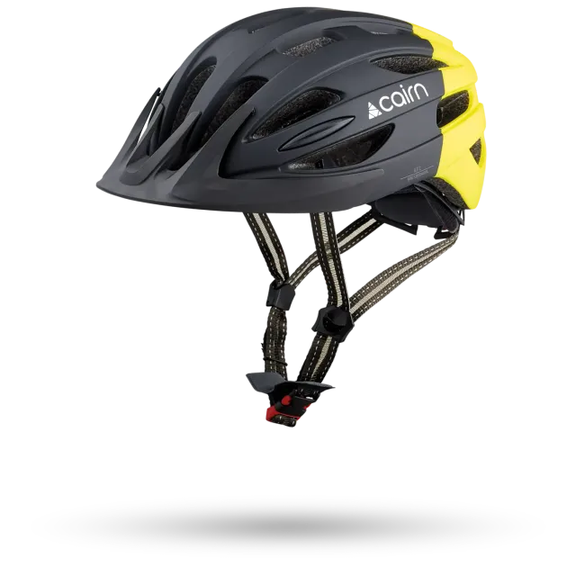 Cairn Fusion cykelhjälm mat black neon LED-lampa