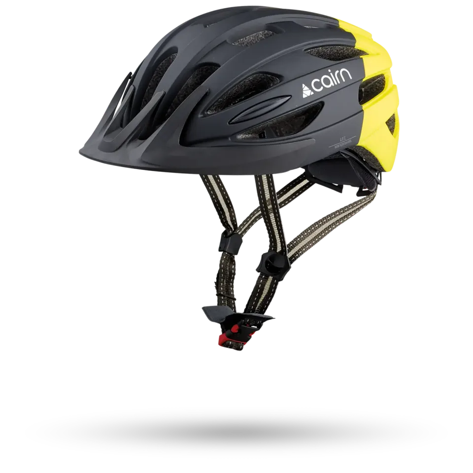Cairn Fusion cykelhjälm mat black neon LED-lampa