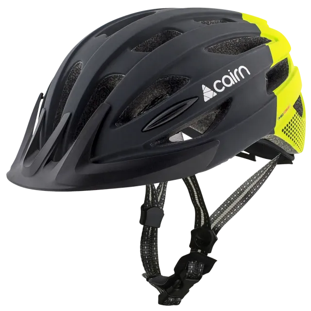 Cairn Sport Fusion cykelhjälm mat black neon yellow LED