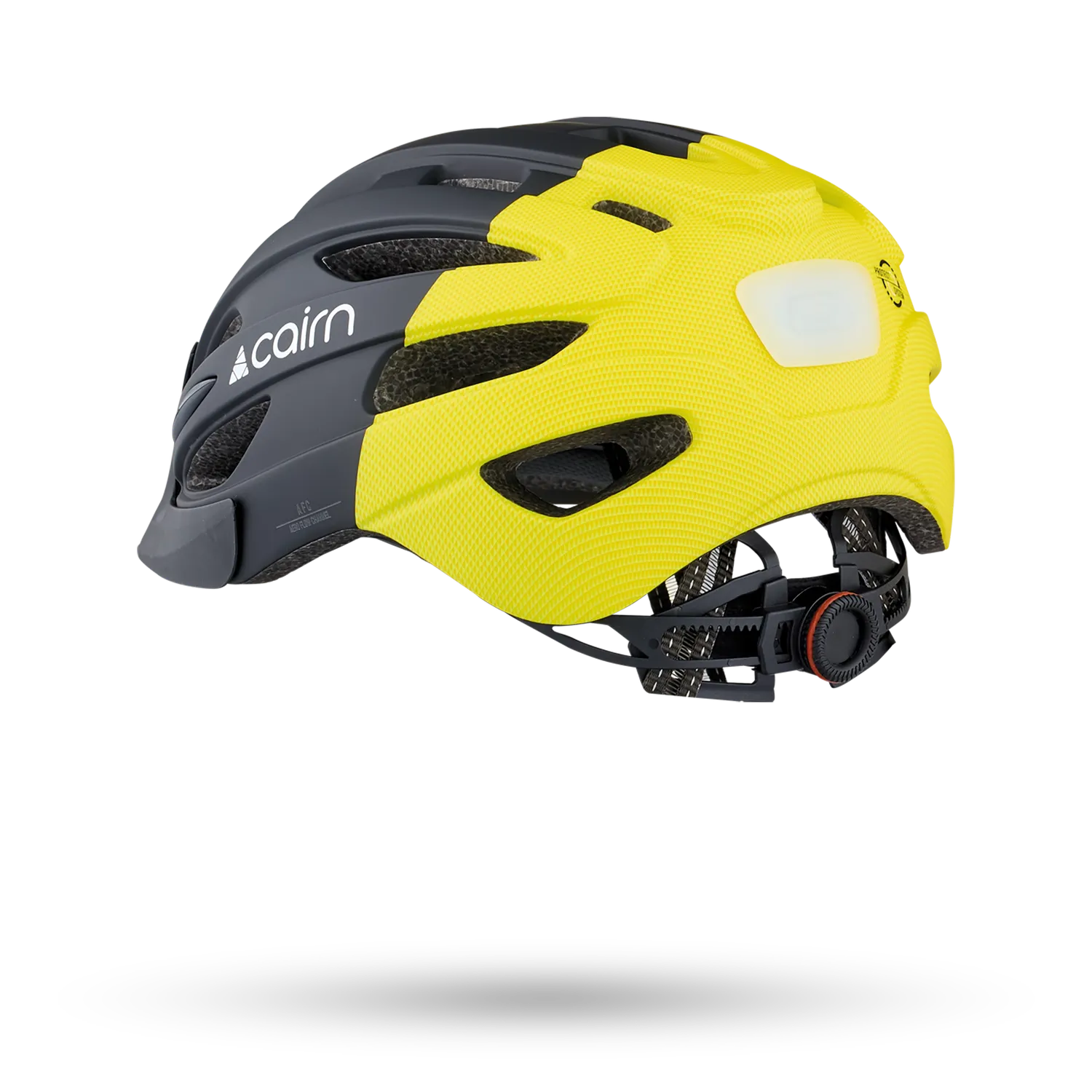 Cairn Fusion cykelhjälm mat black neon LED-lampa