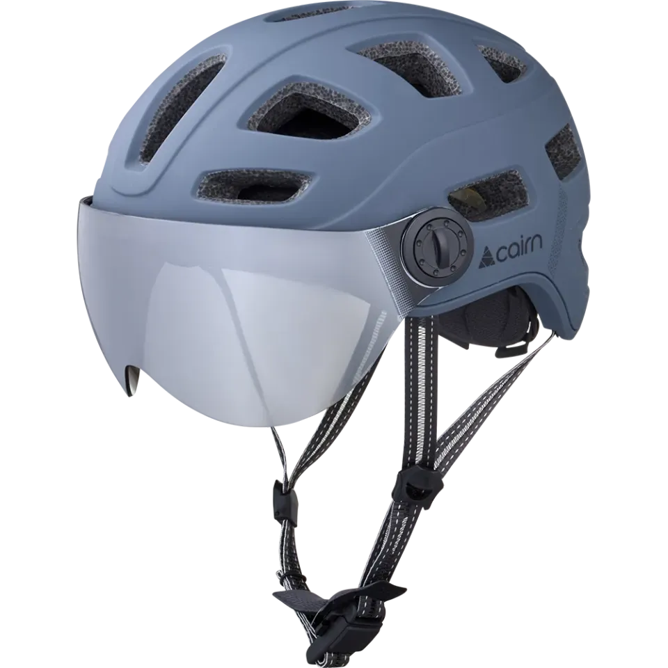 Cairn Quartz Visor LED USB cykelhjälm grey visir