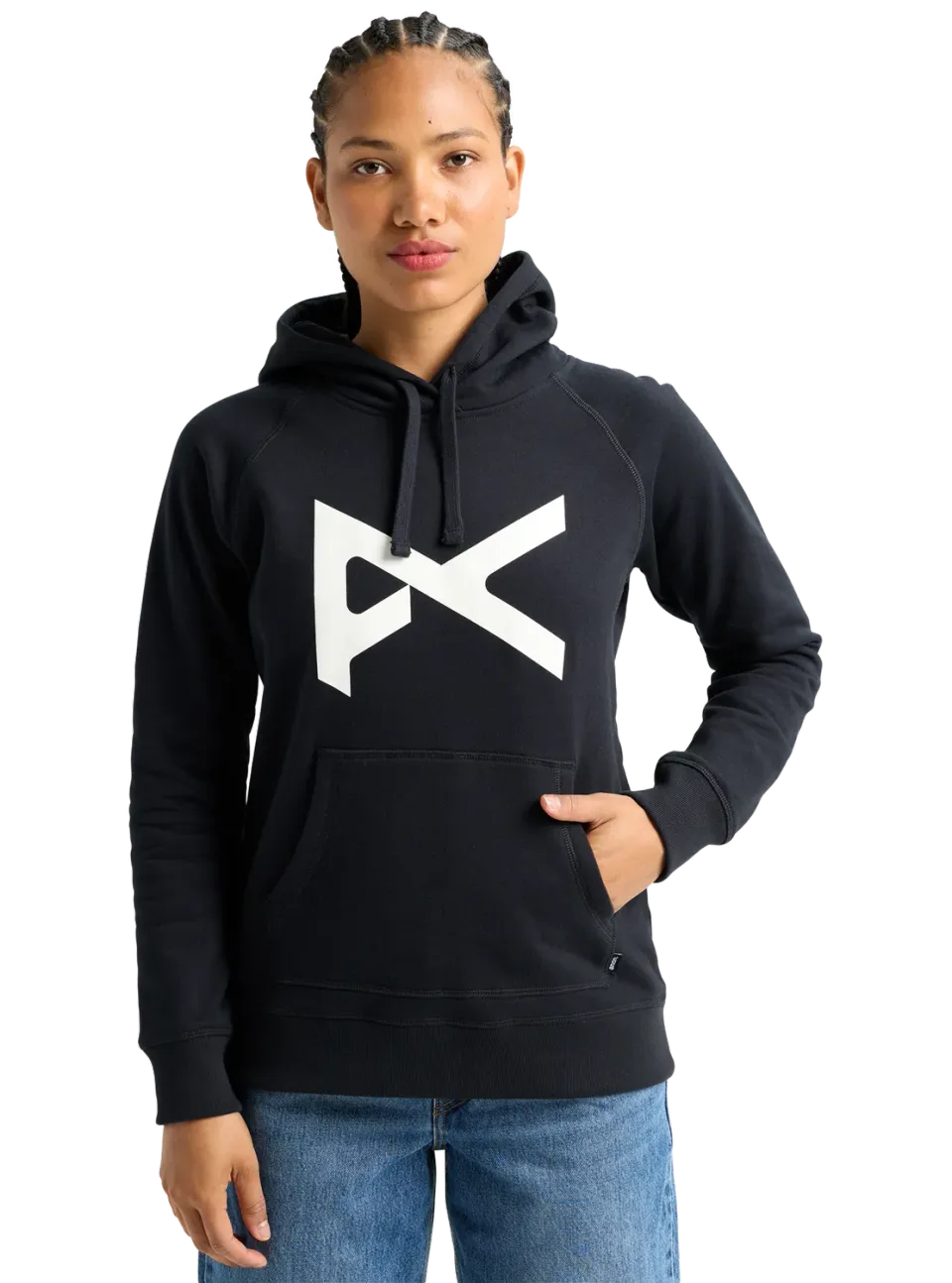 Anon Pullover damhoodie True Black ekologisk bomull