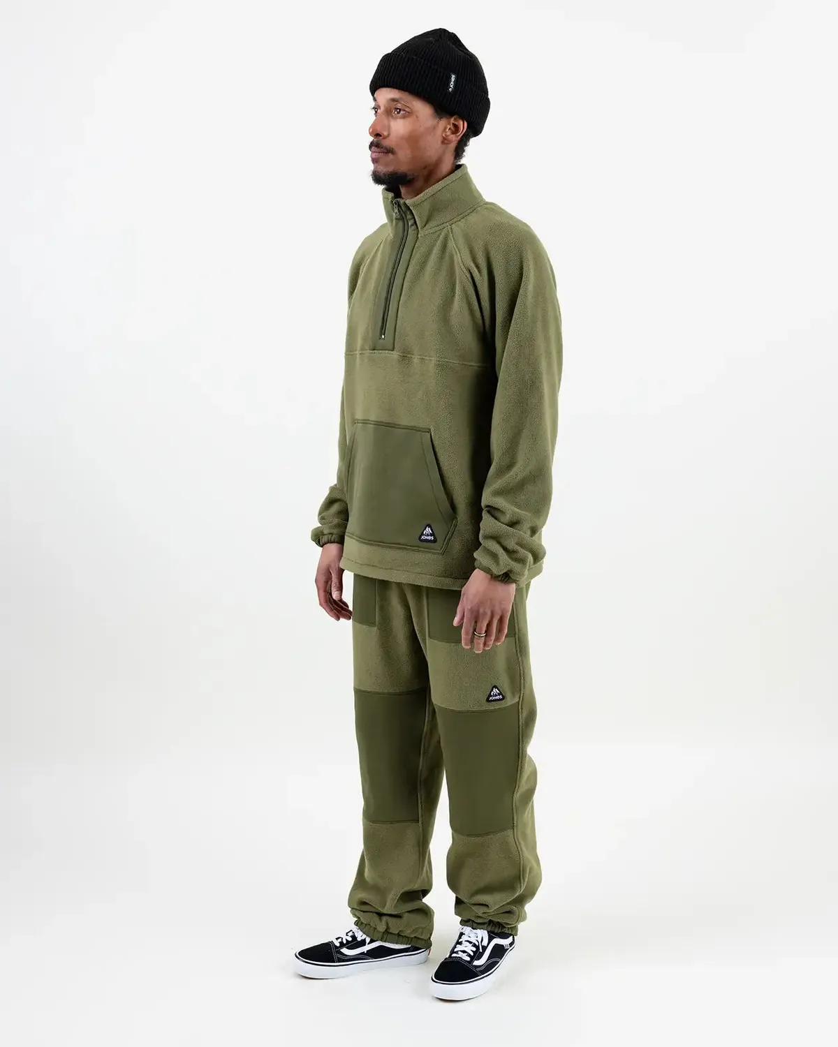 Jones Lodge Half Zip fleece tröja Stealth Black återvunnen
