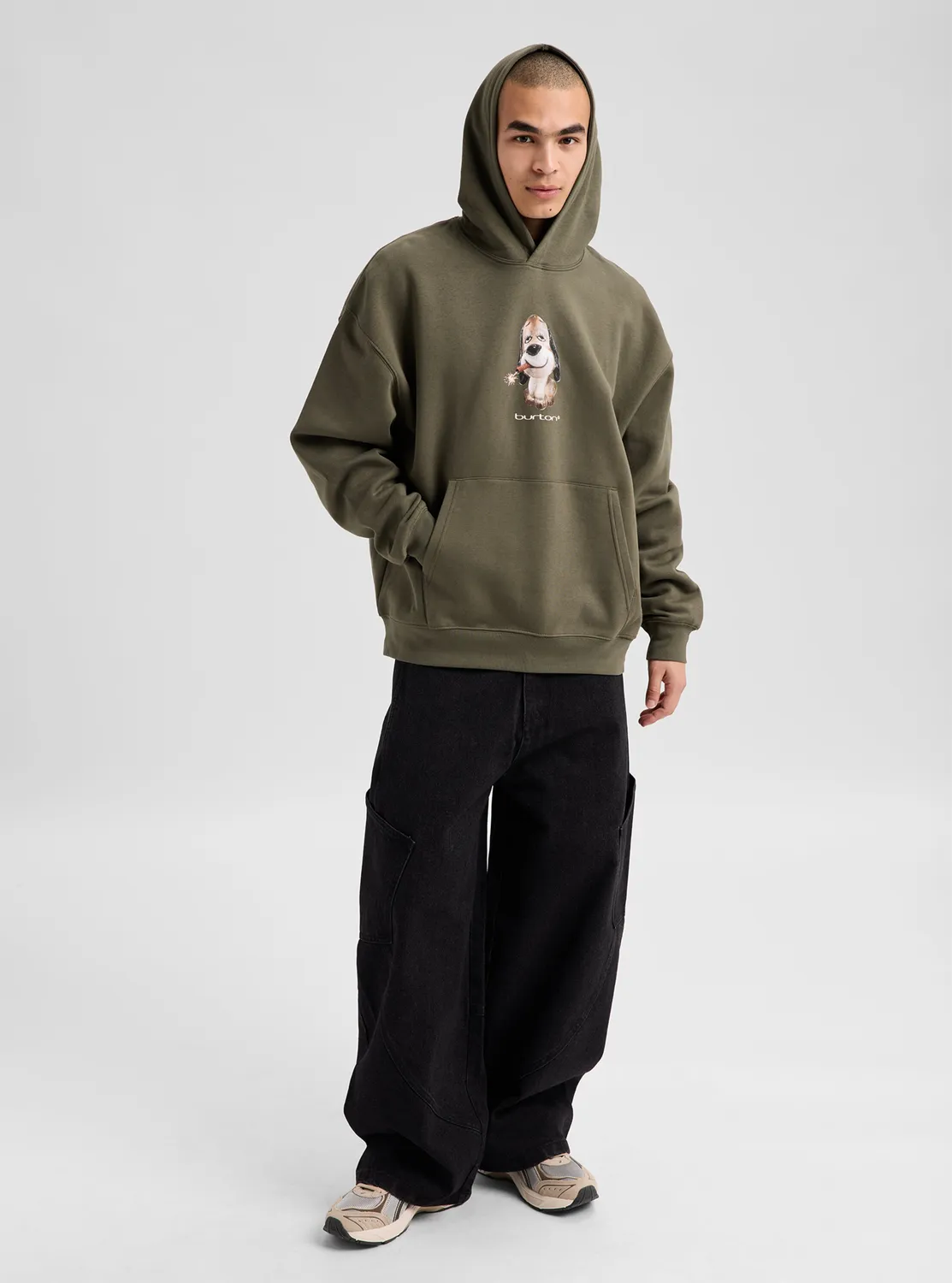 Burton Short Fuse hoodie khakigrön M mjuk bomull