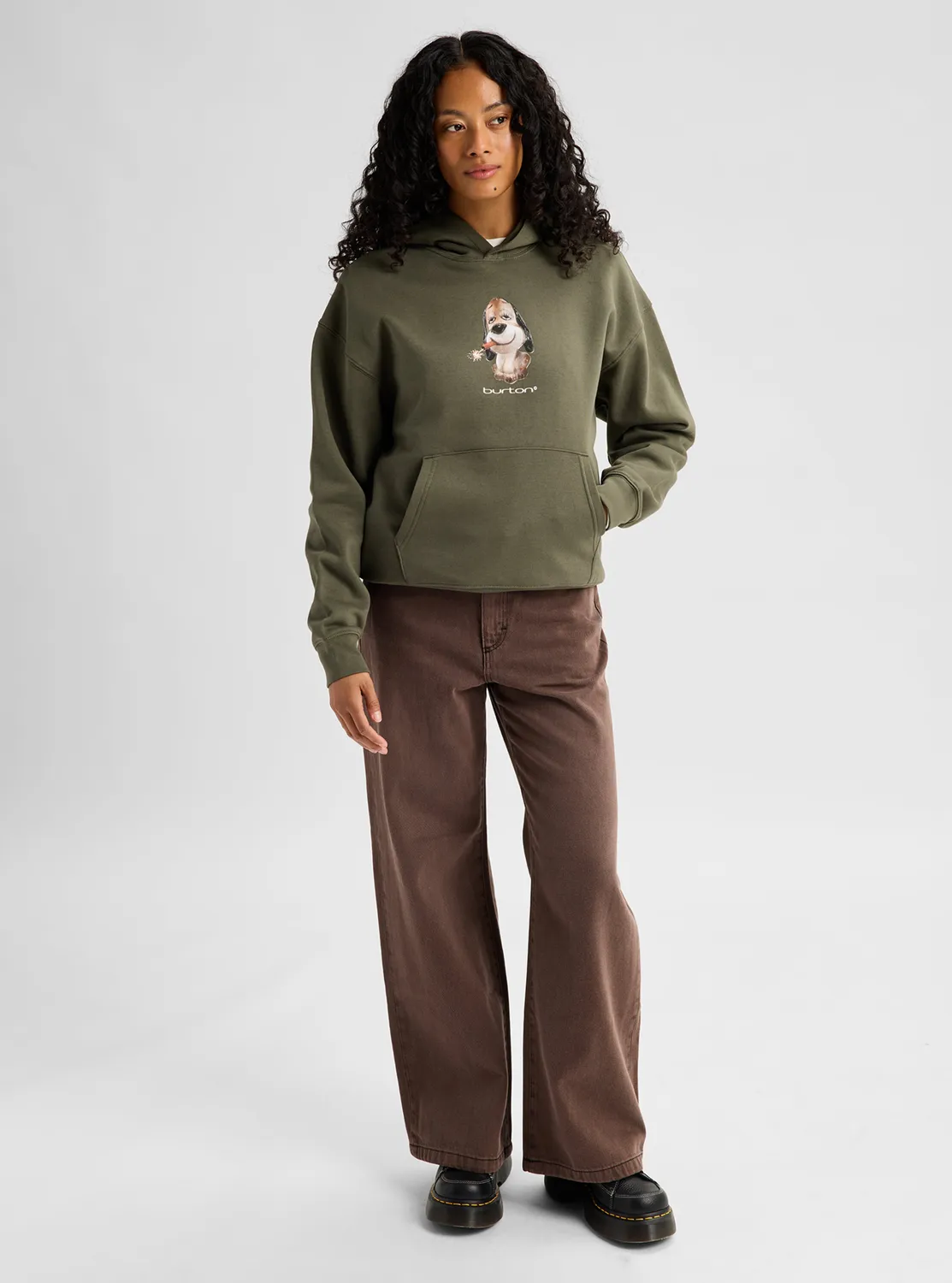 Burton Short Fuse hoodie khakigrön M mjuk bomull