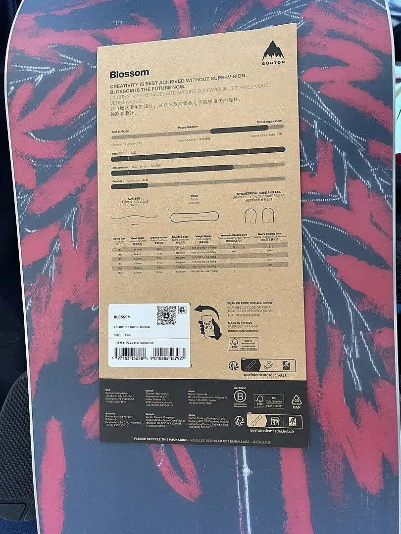 Burton Blossom Camber snowboard Dragon kolförstärkt 158