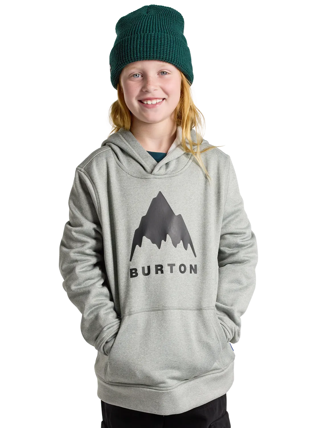 Burton Oak Pullover huvtröja barn True Black Heather fleece