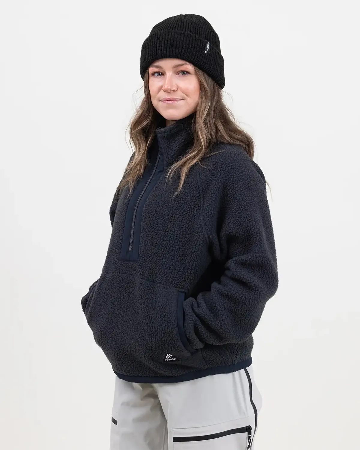 Jones Campfire Recycled Sherpa Fleece Pullover 2026 fleecetröja svart dam
