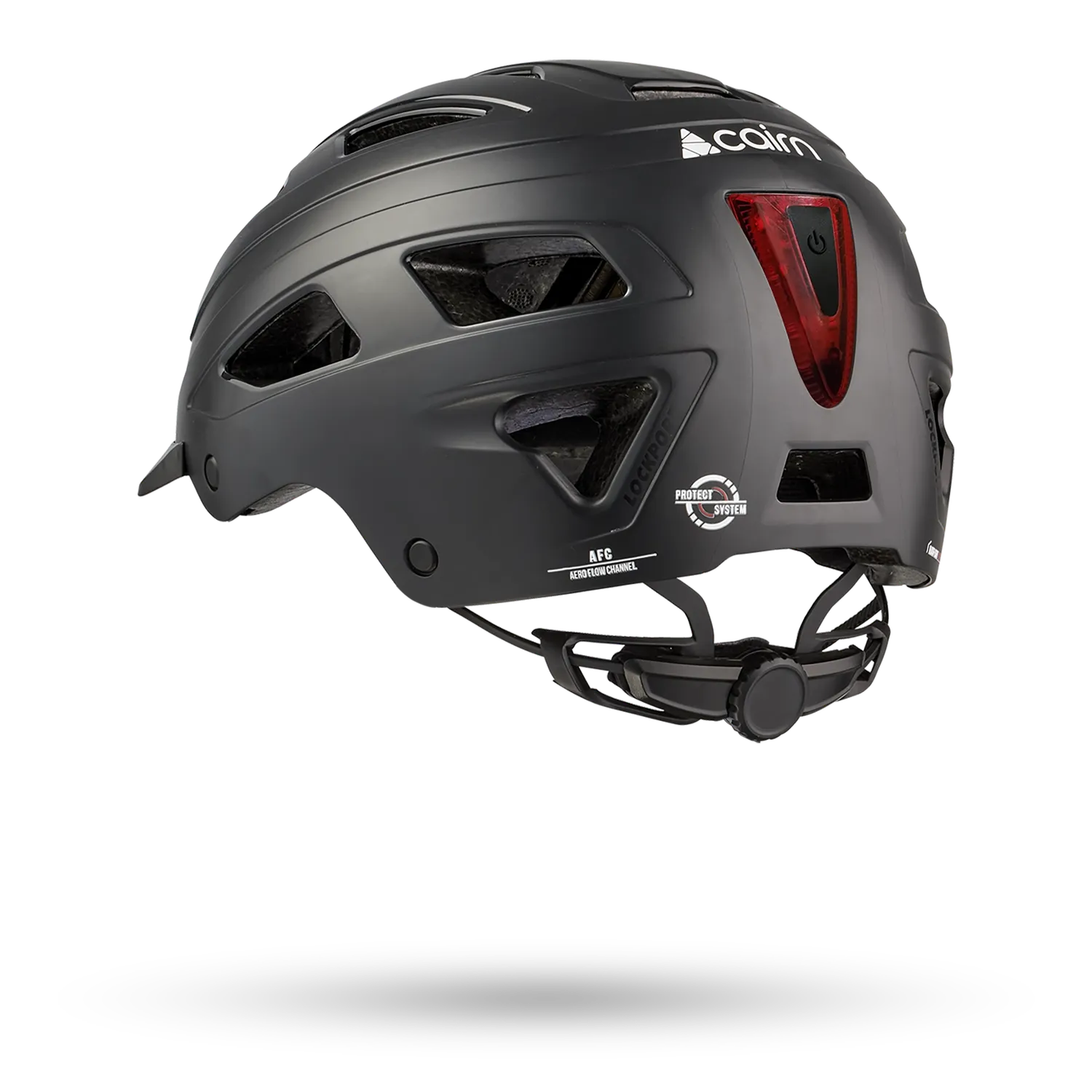 Cairn Clarke cykelhjälm mat black med LED-lampa M-L