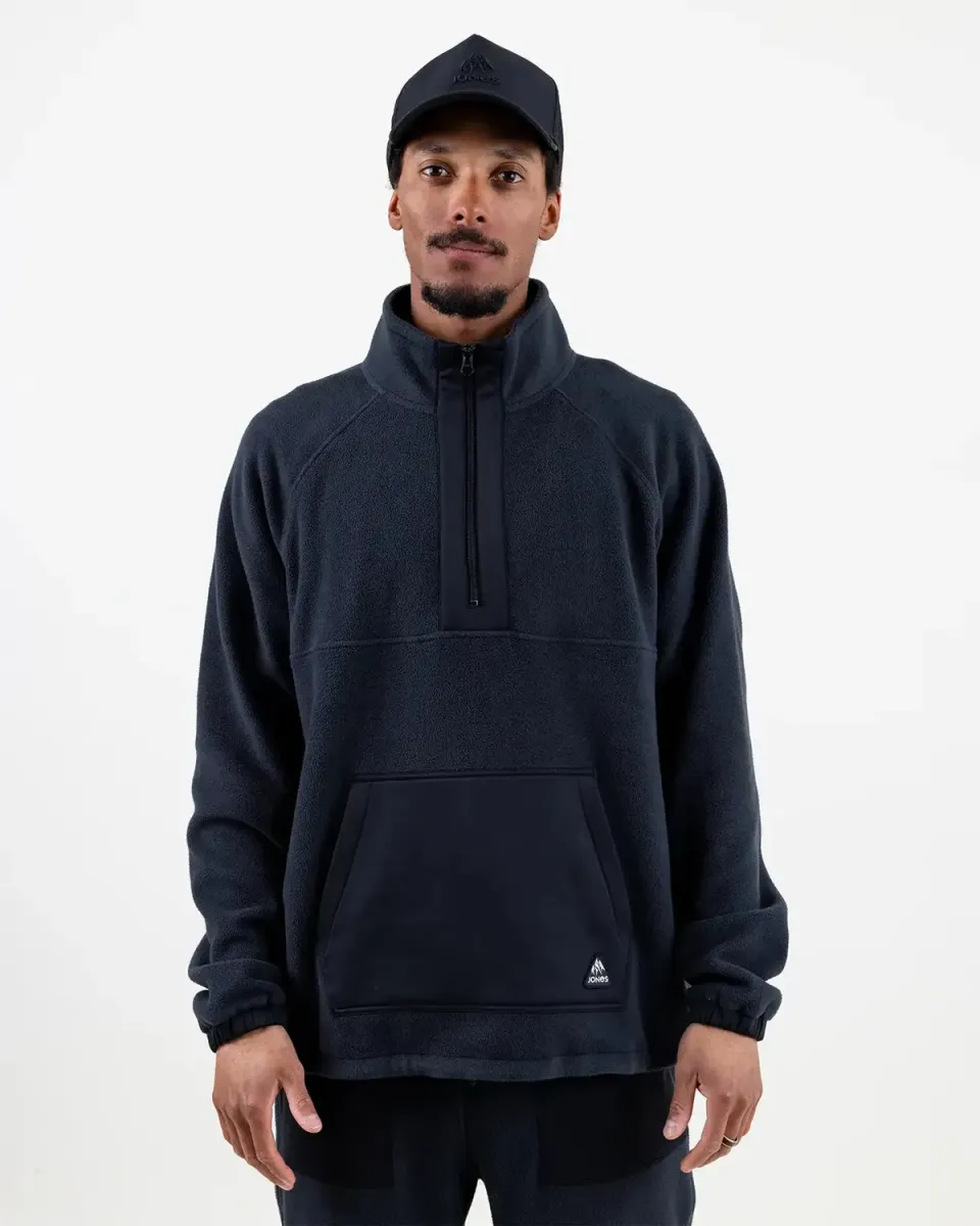 Jones Lodge Half Zip fleece tröja Stealth Black återvunnen