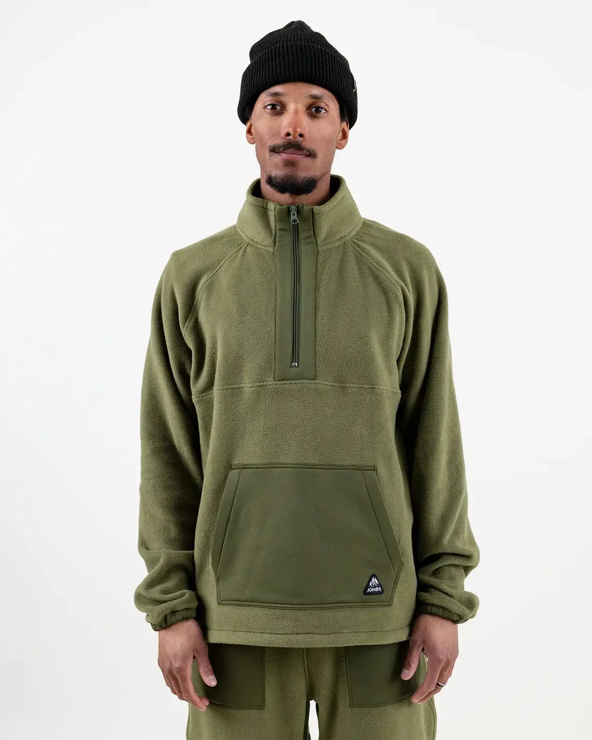 Jones Lodge Half Zip fleece tröja Stealth Black återvunnen