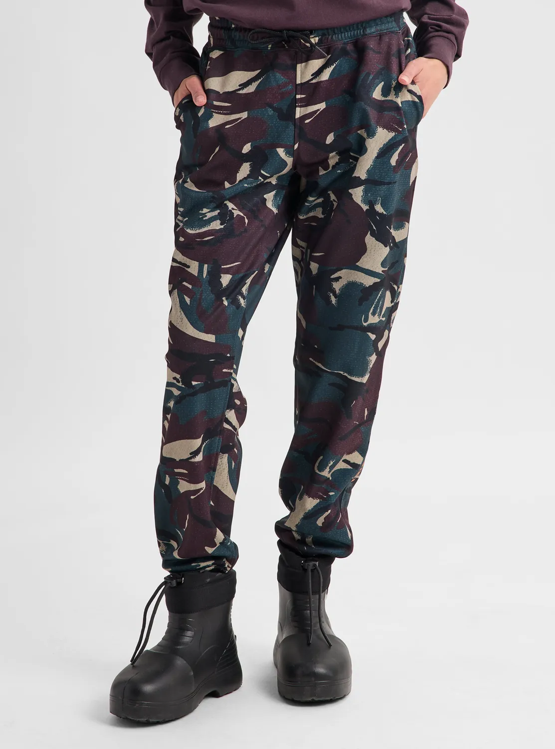 Burton Oak fleecebyxor dam True Black Heather borstad