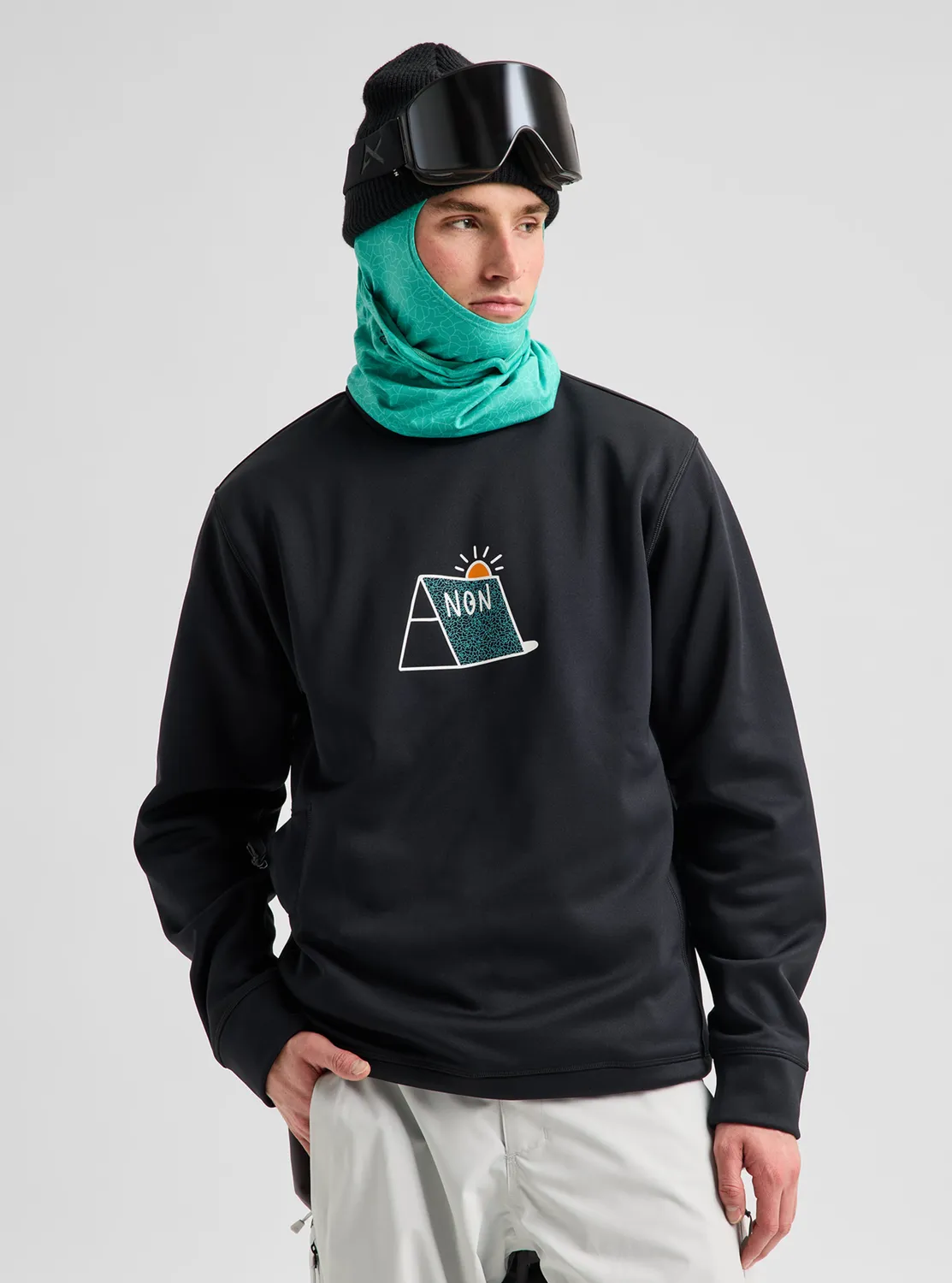 Anon Beaufort MFI fleece crewneck marin mönstrad 2 masker