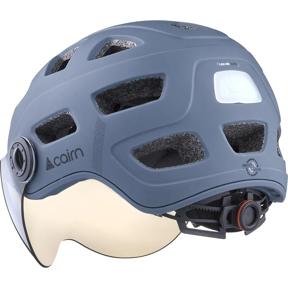Cairn Quartz Visor LED USB cykelhjälm grey visir