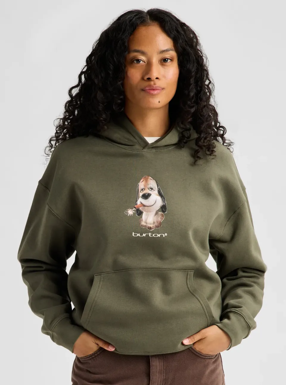 Burton Short Fuse hoodie khakigrön M mjuk bomull