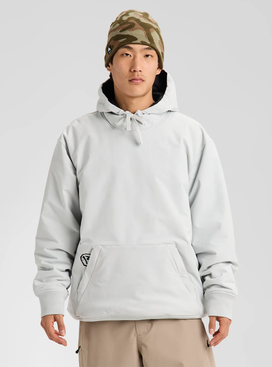Burton Weather Resistant Insulated Pullover Hoodie Gray Cloud