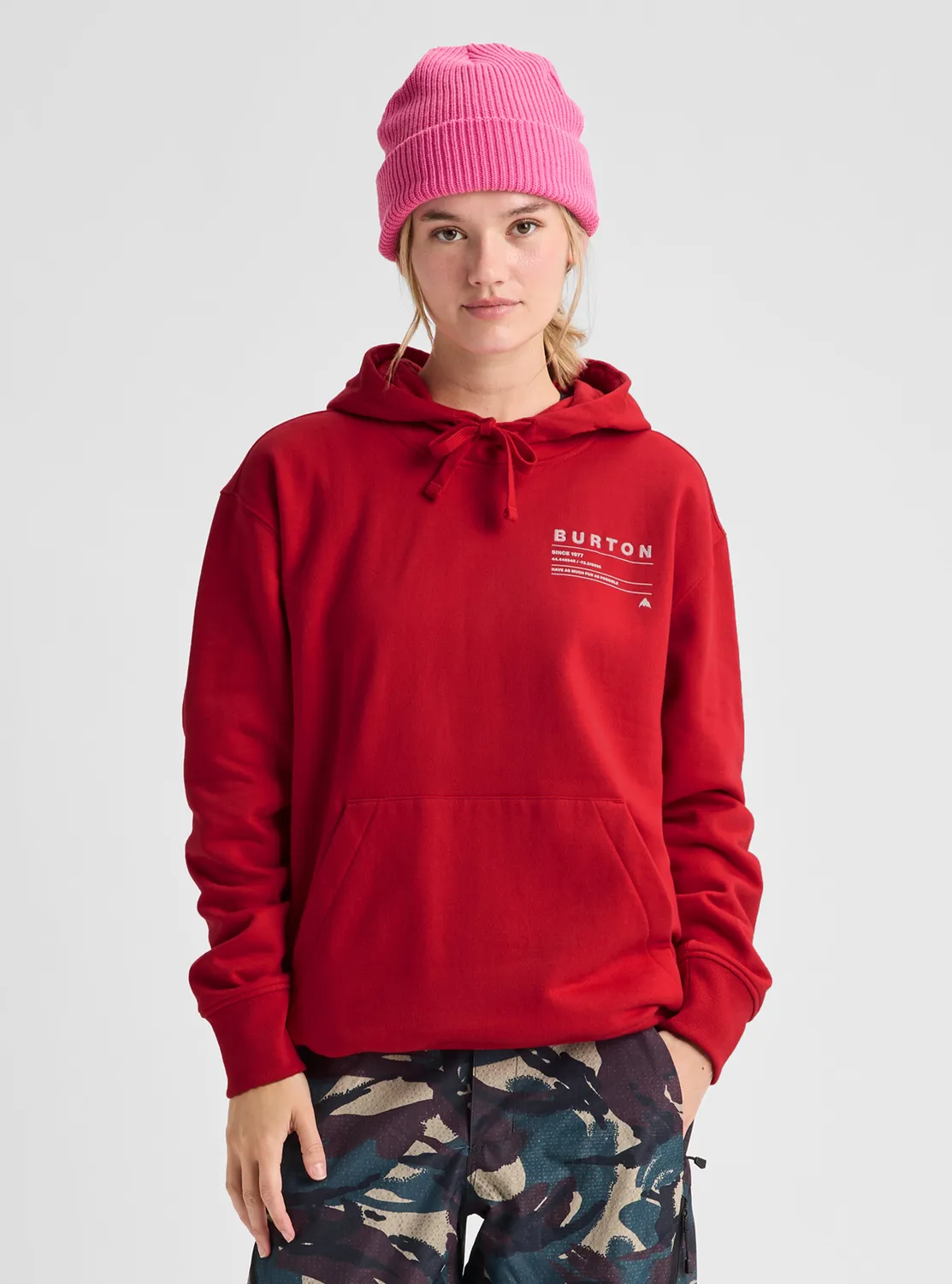 Burton Moretown Pullover Hoodie Geranium Red mjuk