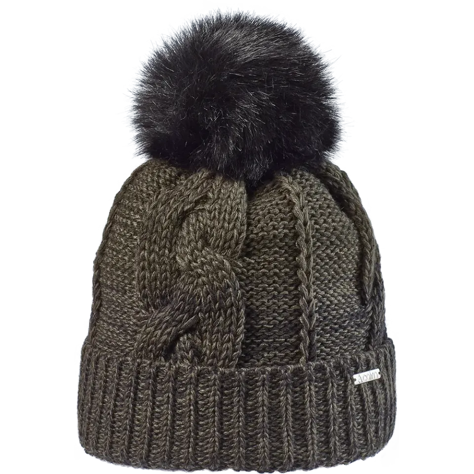 Cairn Oceane mössa black khaki med pompom