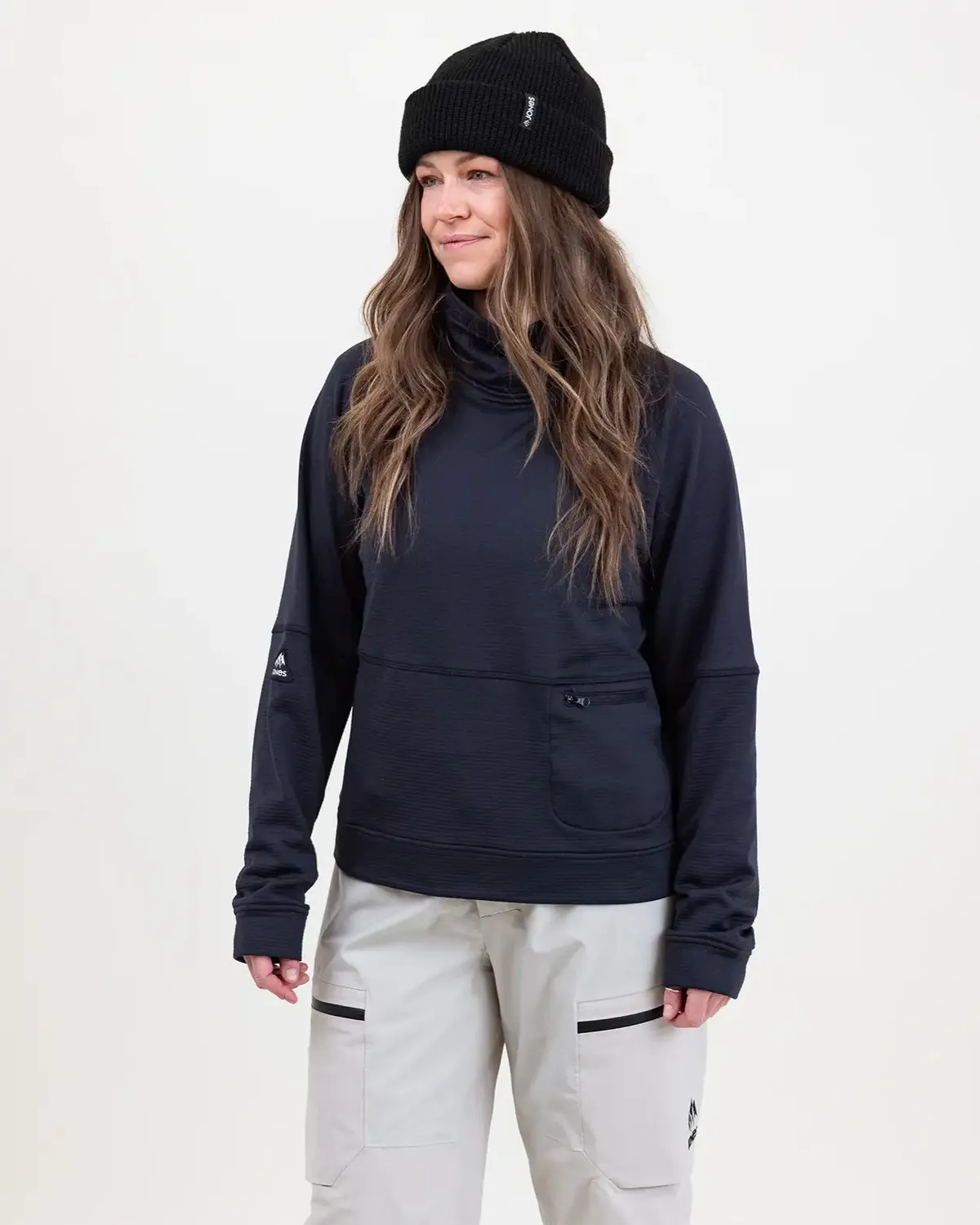 Jones Flagship Recycled Grid fleece dam stealth black