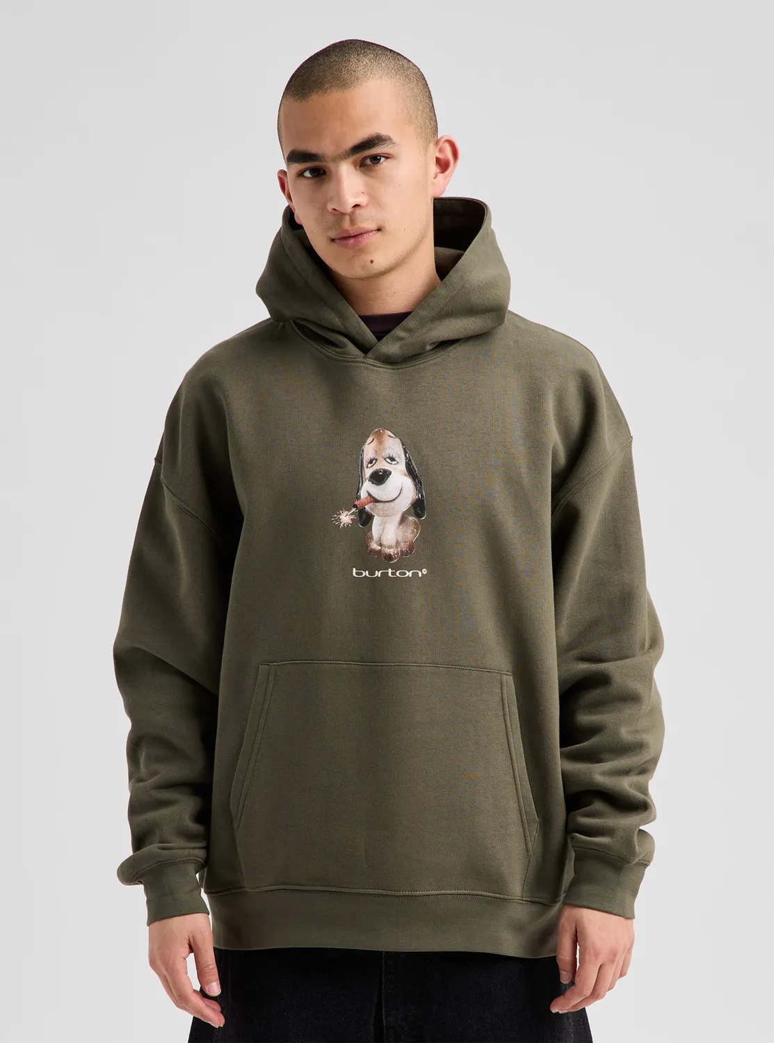 Burton Short Fuse hoodie khakigrön M mjuk bomull