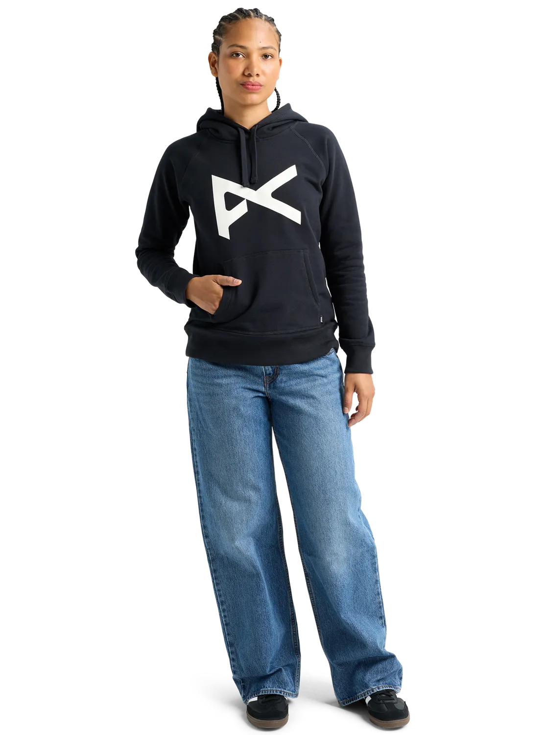 Anon Pullover damhoodie True Black ekologisk bomull