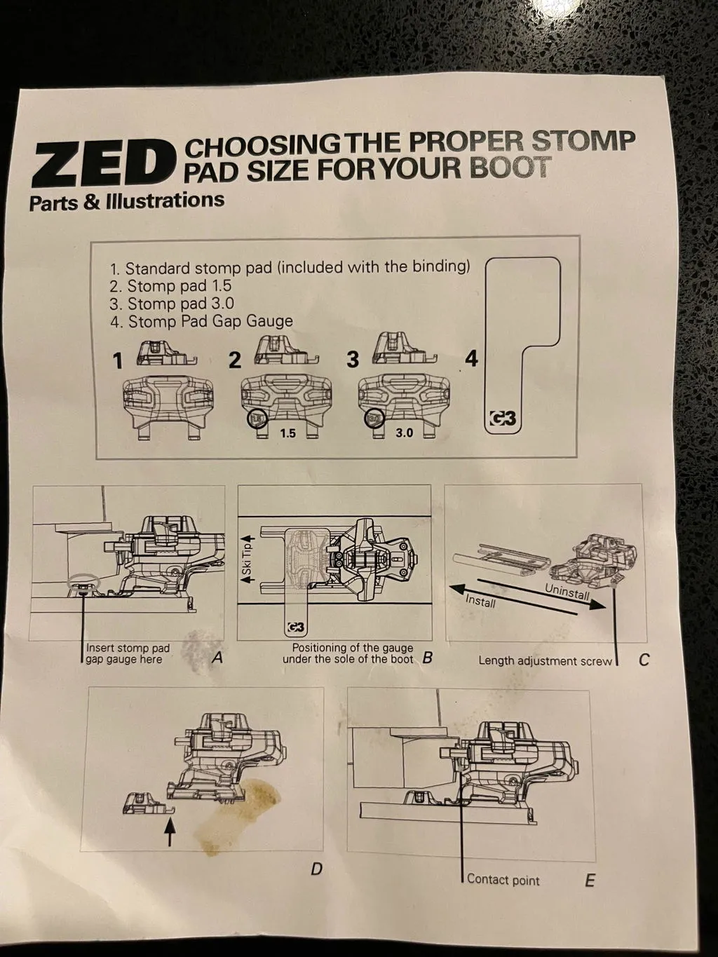 Original Guide ZED Freeride Stomp Pad Kit bindning