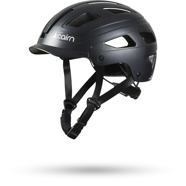 Cairn Clarke cykelhjälm mat black med LED-lampa M-L
