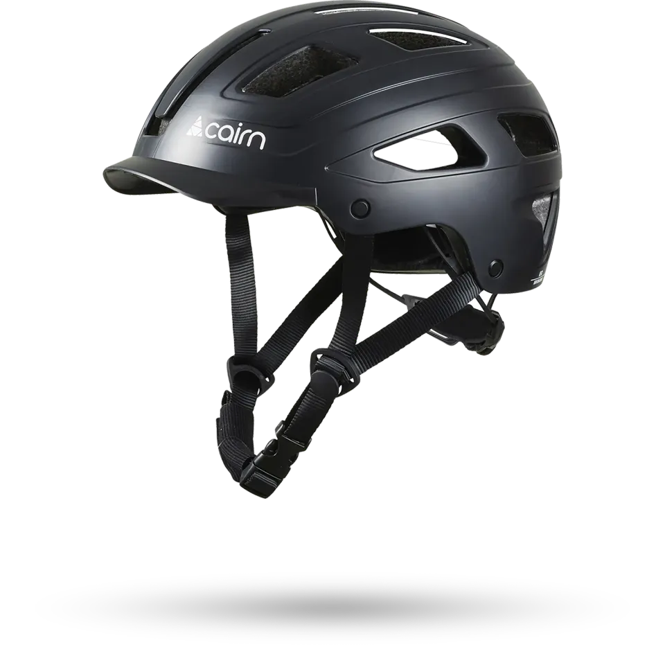 Cairn Clarke cykelhjälm mat black med LED-lampa M-L