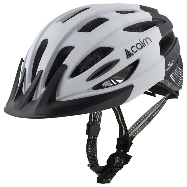Cairn Fusion cykelhjälm vit-svart med LED-ljus