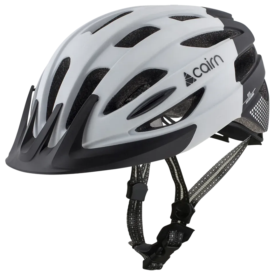 Cairn Fusion cykelhjälm vit-svart med LED-ljus